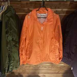 Columbia Women’s Rain Hooded Jacket Orange Full Zip Size Large read description